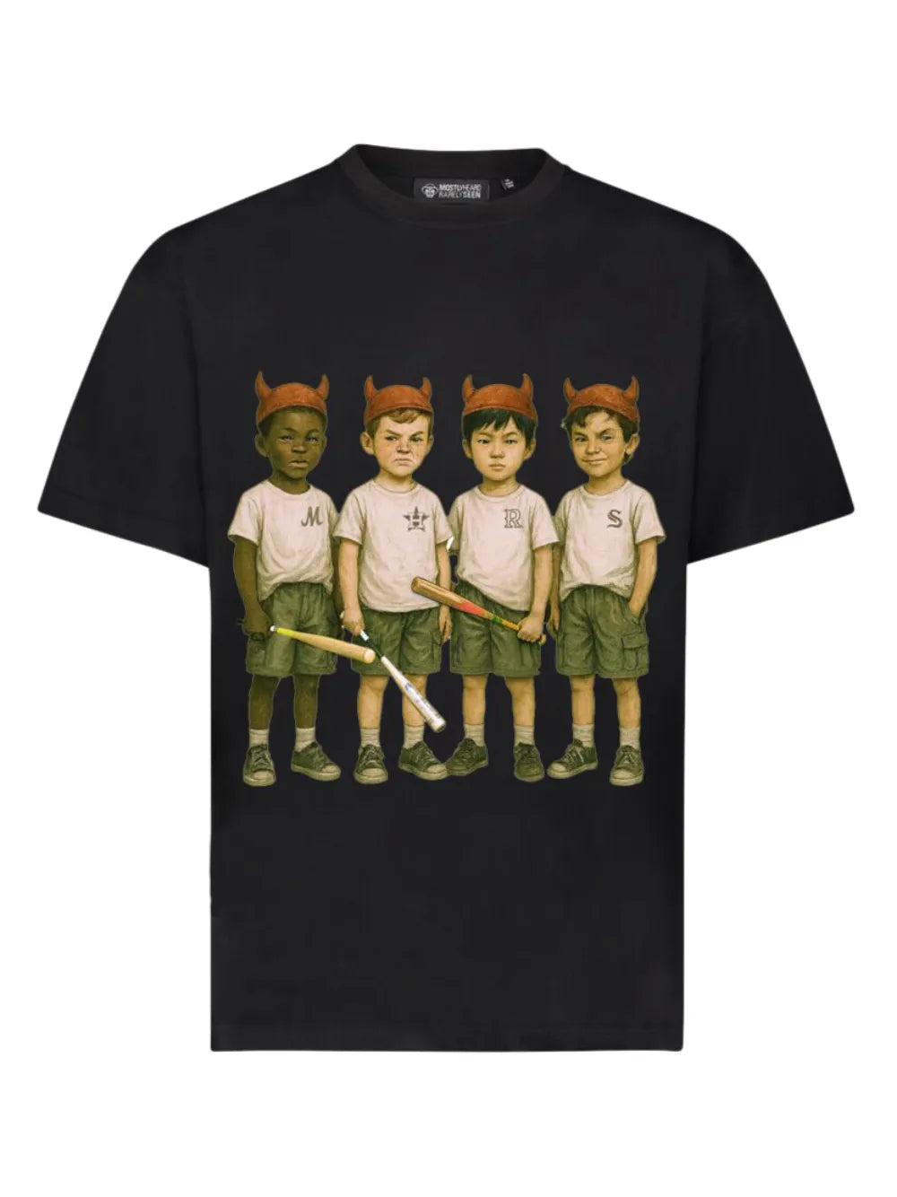 Mostly Heard Rarely Seen playera de equipo para chicos culturalmente inapropiados | negro | Image 1